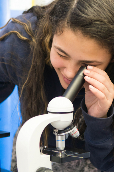 Holyoke student observes microbes used to treat wastewater.